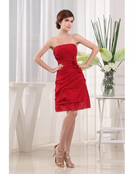 A-line Strapless Knee-length Chiffon Bridesmaid Dress #OP3269 $95 ...