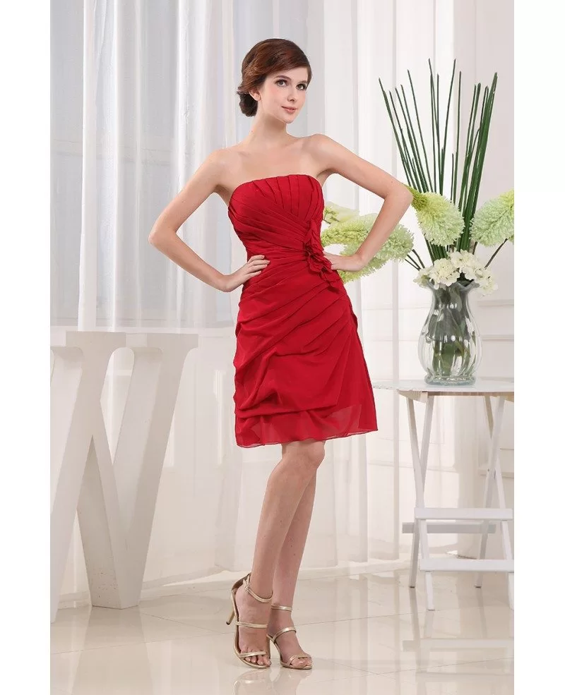 A-line Strapless Knee-length Chiffon Bridesmaid Dress #OP3269 $95 ...