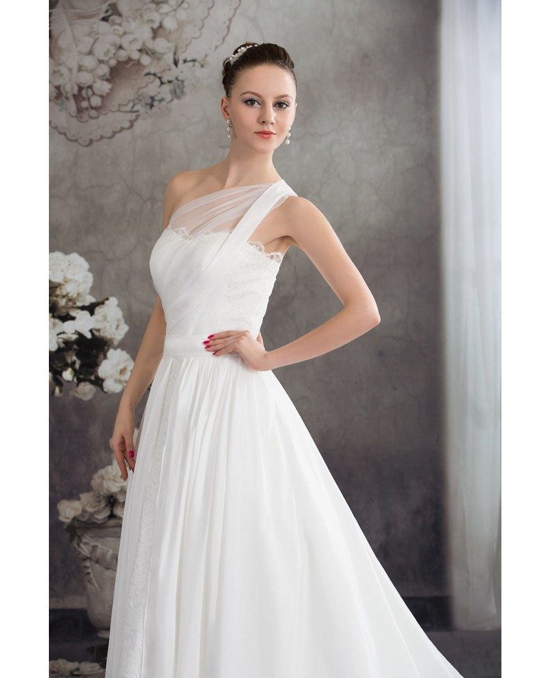One Strap Simple Aline Lace Wedding Dress OPH1226 242.9