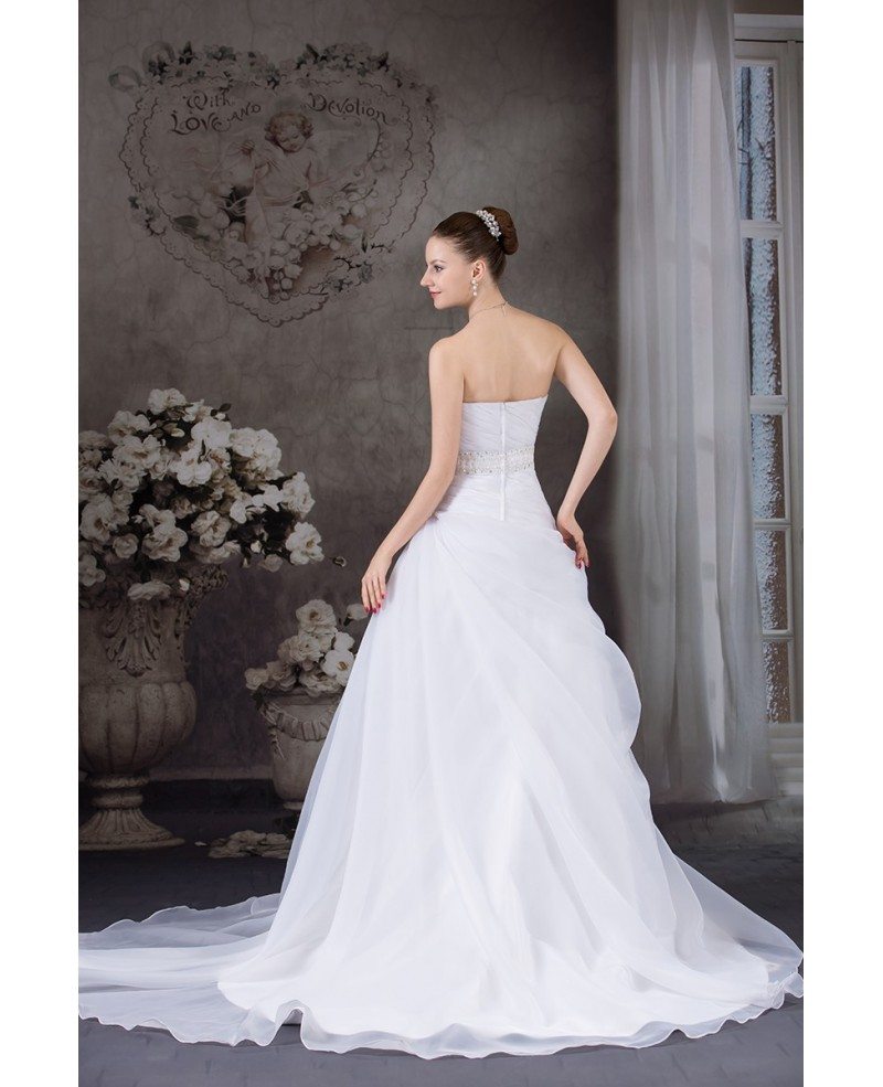 Strapless Pleated Organza Wedding Dress with Ruffles #OPH1234 $251 ...