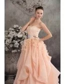 Cascading Ruffles Colored Two Tone Organza Wedding Dress with Sash