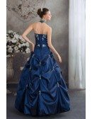 Royal Blue Beaded Long Halter Pickups Open Back Wedding Dress in Taffeta