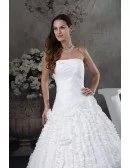 Special Strapless Ballgown Handmade Flowers Wedding Dress