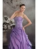 Purple Taffeta Ruffles Silver Embroidery Colored Wedding Dress