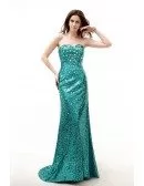 Jade Sweetheart Sparkly Long Train Split Front Prom Dress with Corset