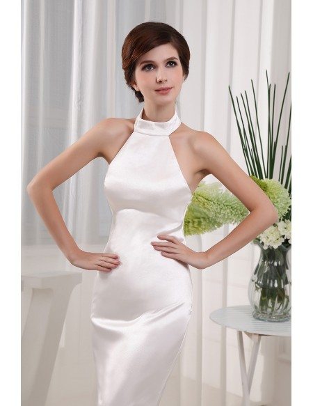 Mermaid Halter Sweep Train Satin Evening Dress