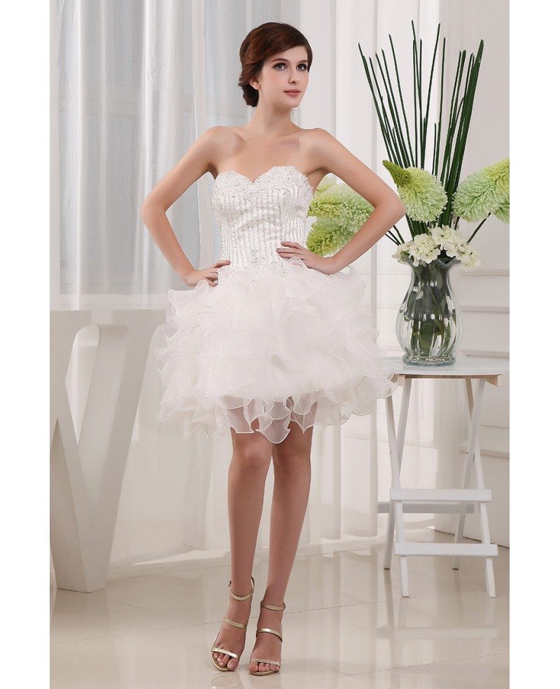 Aline Sweetheart Short Tulle Prom Dress With Beading 