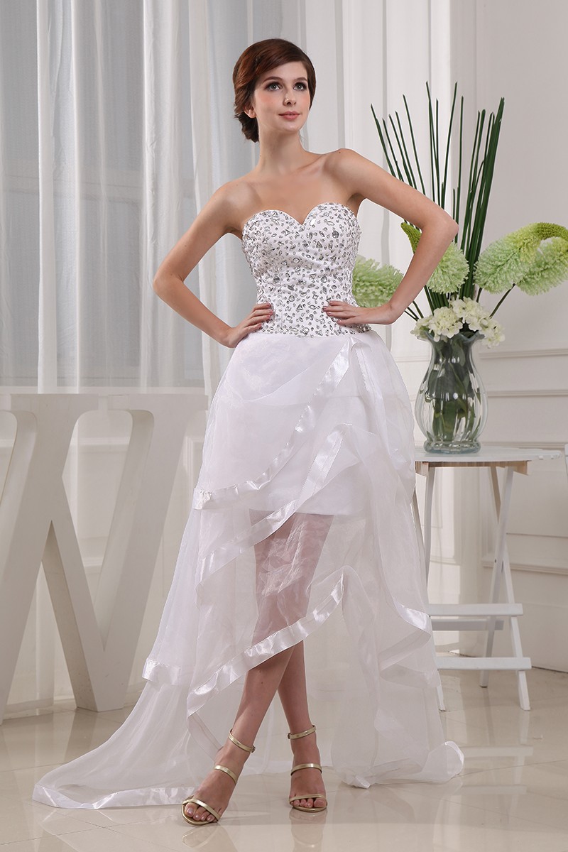 A-line Sweetheart Asymmetrical Tulle Prom Dress With Beading #OP3275 ...