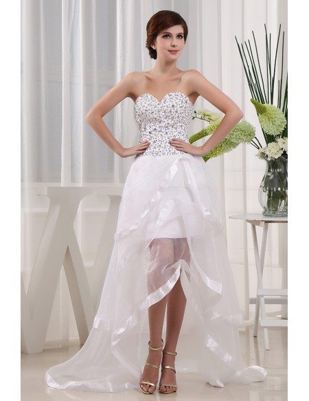 A-line Sweetheart Asymmetrical Tulle Prom Dress With Beading