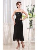 A-line Strapless Ankle-length Chiffon Lace Bridesmaid Dress