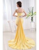 A-line Sweetheart Asymmetrical Satin Prom Dress With Beading