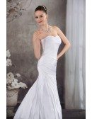 Pleated Satin Sweetheart Mermaid Wedding Dress with Corset Back