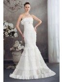 Strapless Fitted Mermaid Lace Layered Wedding Dress