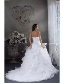 White Sweetheart Big Ballgown Ruffles Wedding Dress with Train
