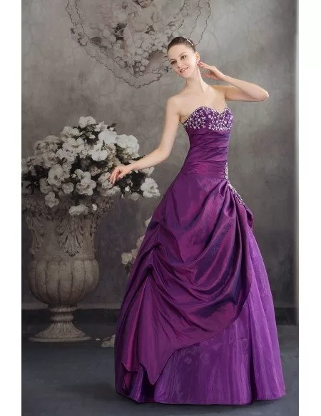 Purple Sweetheart Embroidered Taffeta Ballgown Color Wedding Dress