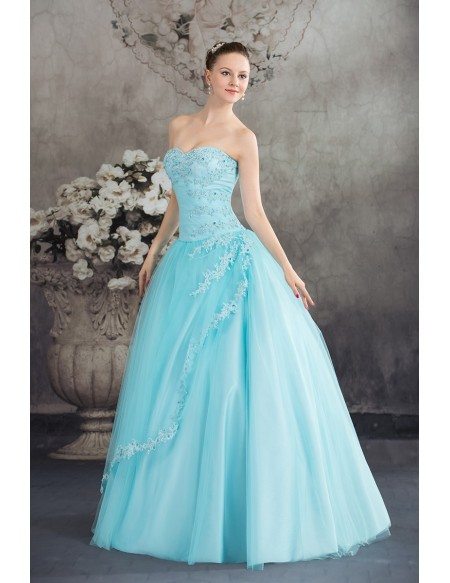 Beautiful Blue Lace Tulle Ballgown Wedding Dress Corset Back #OPH1266 ...