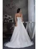 Strapless Organza Lace Wedding Dress with 3/4 Sleeves Jacket