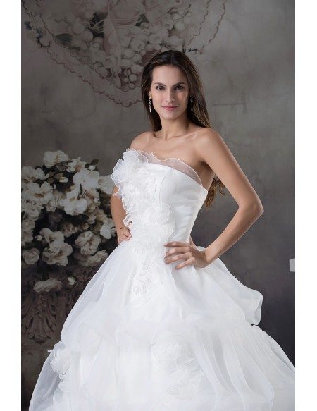 Strapless Ballgown Organza Layered Wedding Gown Custom