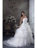 Strapless Ballgown Organza Layered Wedding Gown Custom