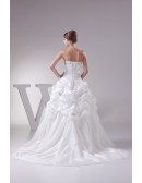 Strapless Ballgown Taffeta Embroidered Wedding Dress with Corset