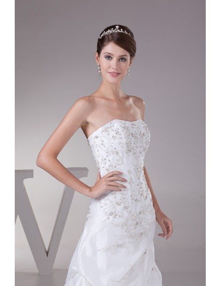 White Embroidered Taffeta Aline Wedding Dress Custom #OPH1280 $260.9 ...