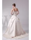 Beautiful One Shoulder Flowers Champagne Color Wedding Dress