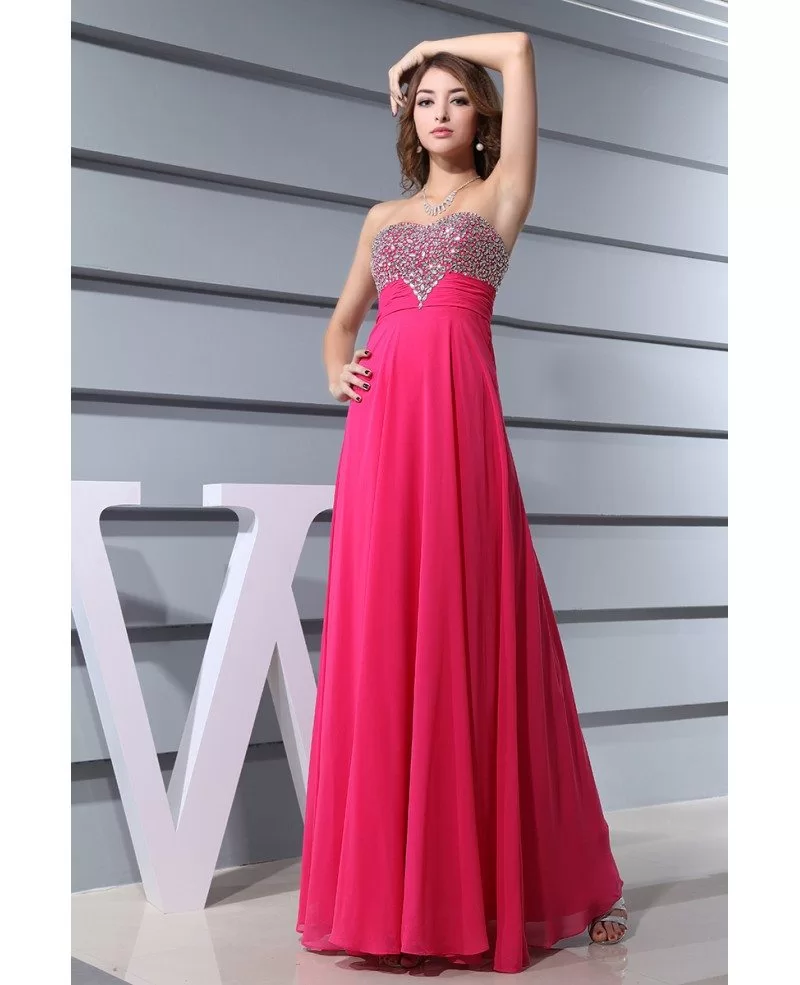 A line Sweetheart Floor length Chiffon Prom Dress With Beading