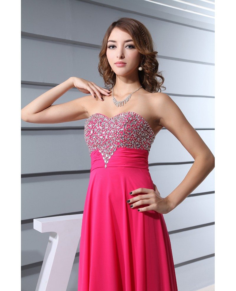 A-line Sweetheart Floor-length Chiffon Prom Dress With Beading #OP3338 ...