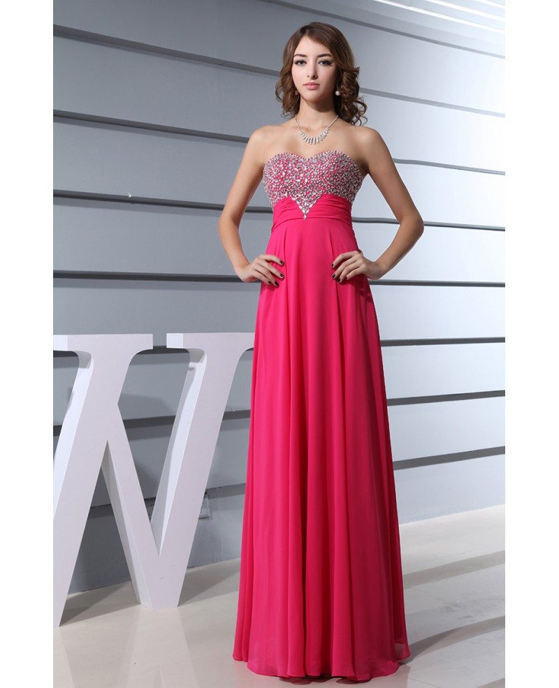 A-line Sweetheart Floor-length Chiffon Prom Dress With Beading #OP3338 ...