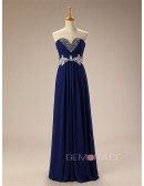 Beaded Neckline Empire Lace Chiffon Long Prom Dress Real Sample