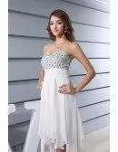 A-line Sweetheart Asymmetrical Chiffon Prom Dress With Beading