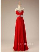 Beaded Neckline Empire Lace Chiffon Long Prom Dress Real Sample
