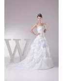 Strapless Embroidered White Taffeta Pickups Wedding Dress Custom