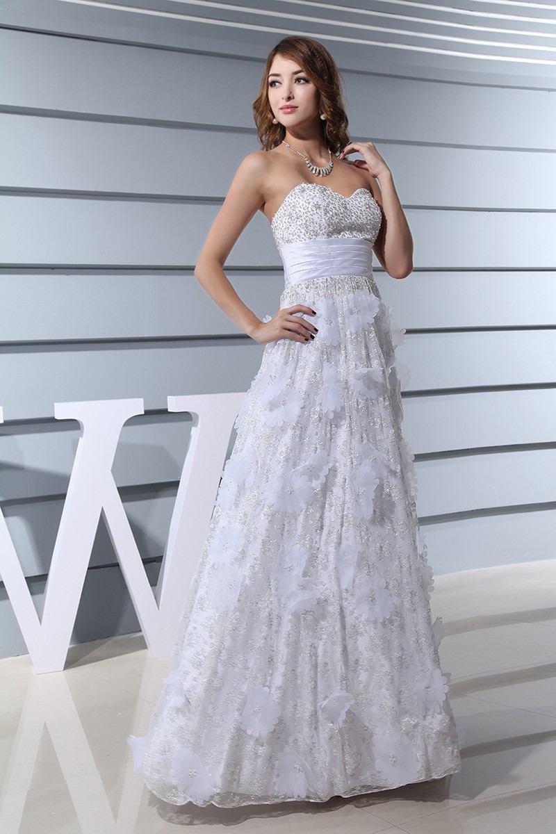 A-line Sweetheart Floor-length Lace Prom Dress With Beading #OP3344 ...