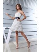 A-line Strapless Short Chiffon Homecoming Dress With Ruffle