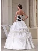 Gothic Black and White Corset Ballgown Taffeta Wedding Dress with Color