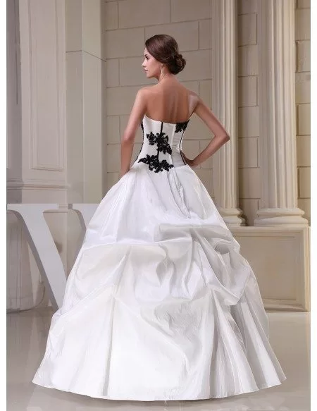 Gothic Black and White Corset Ballgown Taffeta Wedding Dress with Color