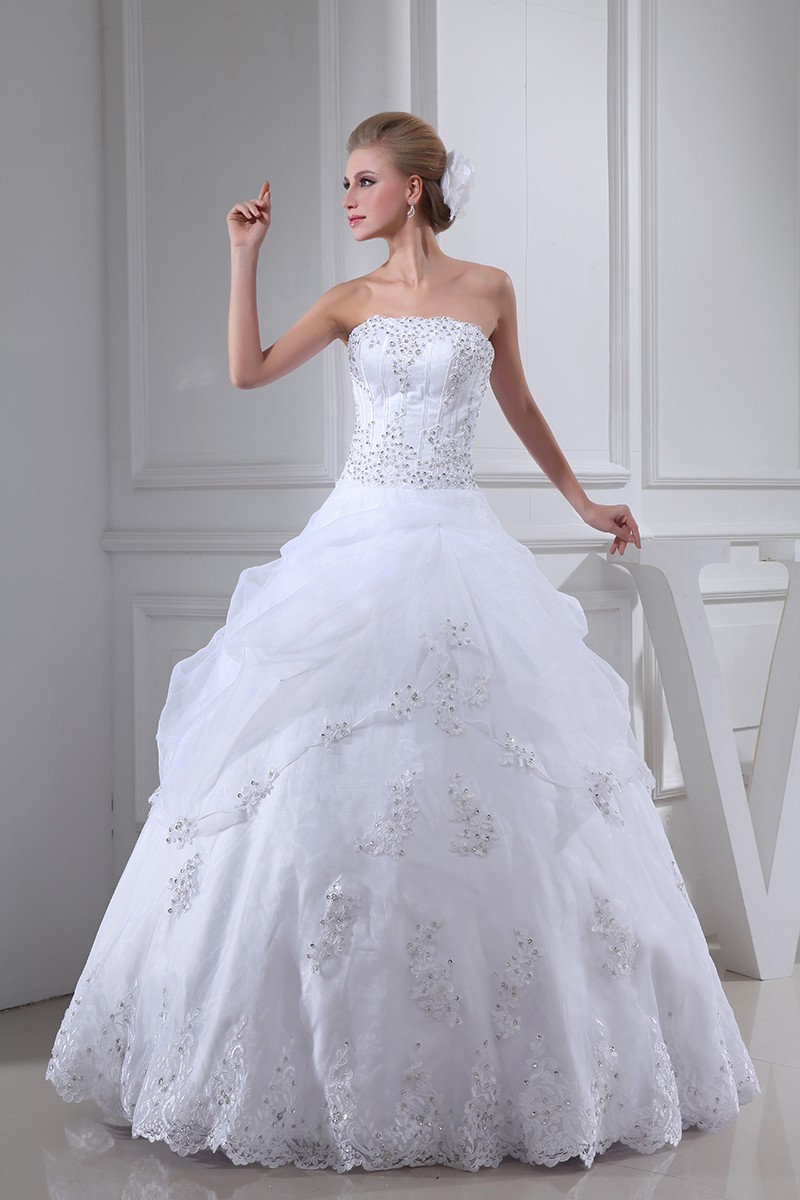 Sequined White Ballgown Strapless Custom Wedding Dress #OPH1326 $269 ...