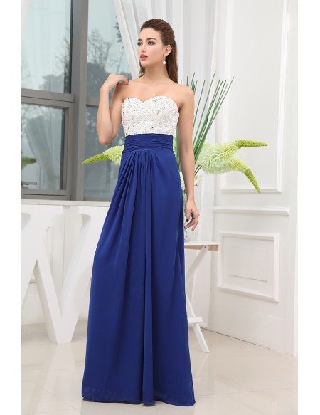 A-line Sweetheart Floor-length Chiffon Prom Dress With Beading