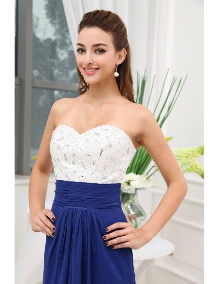 A-line Sweetheart Floor-length Chiffon Prom Dress With Beading