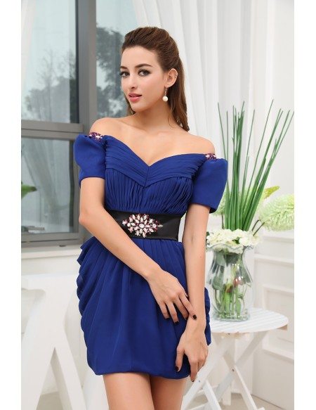 A-line Off-the-shoulder Short Chiffon Homecoming Dress