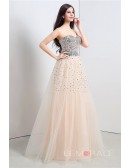 A-line Sweetheart Floor-length Prom Dress with Beading