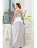 A-line Square Neckline Floor-length Satin Evening Dress