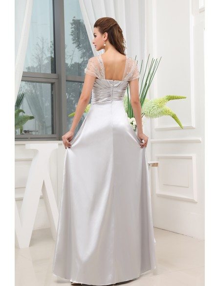 A-line Square Neckline Floor-length Satin Evening Dress