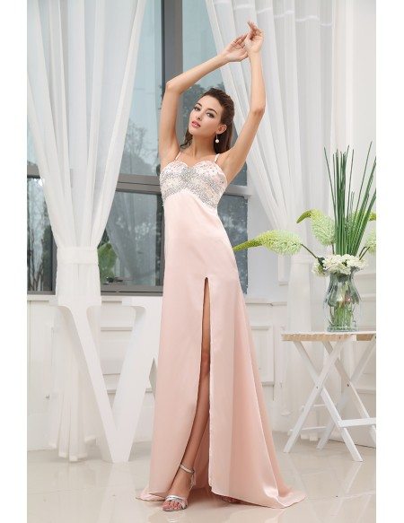 A-line Sweetheart Floor-length Satin Prom Dress