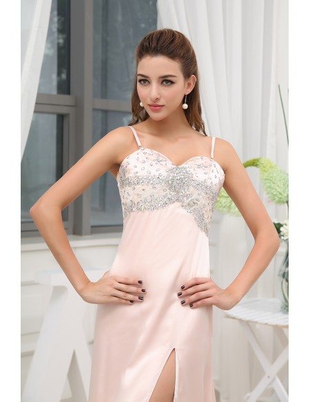A-line Sweetheart Floor-length Satin Prom Dress