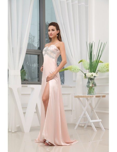 A-line Sweetheart Floor-length Satin Prom Dress