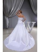 Pleated White Satin Long Mermaid Wedding Dress Strapless