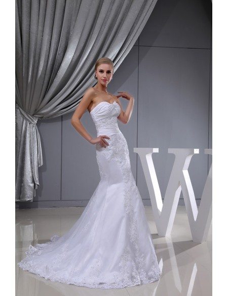 Charming White Sweetheart Lace Mermaid Wedding Dress Custom