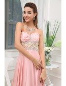 A-line Sweetheart Floor-length Chiffon Prom Dress With Beading
